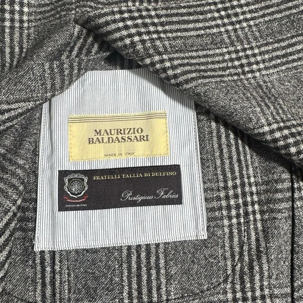 Maurizio Baldassari‎ Mens gray plaid wool sport coat jacket US 46R Italy 56